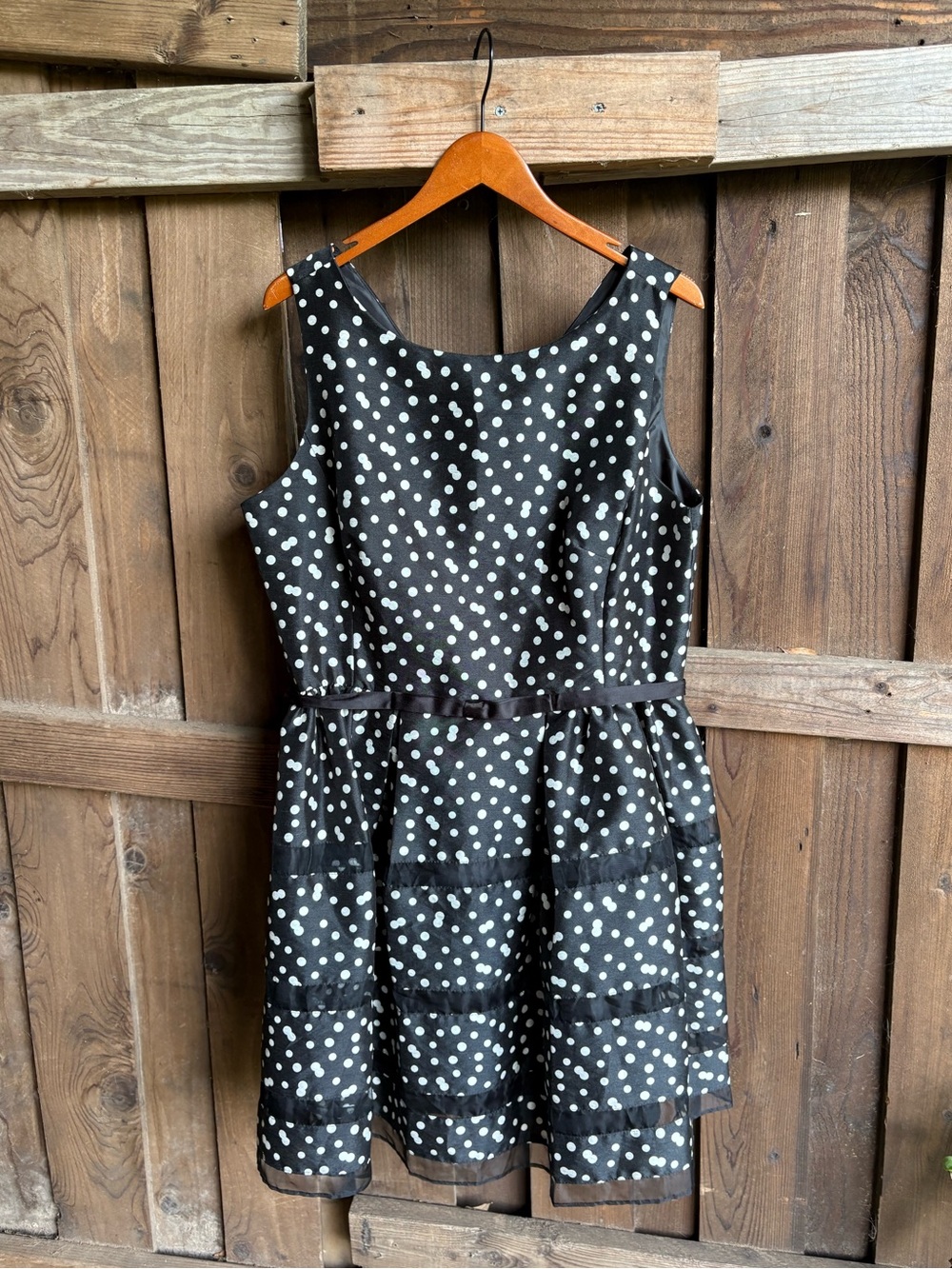 Coldwater Creek Black Polka Dot Retro Rockabilly Sleeveless Tulle Stripe Dress